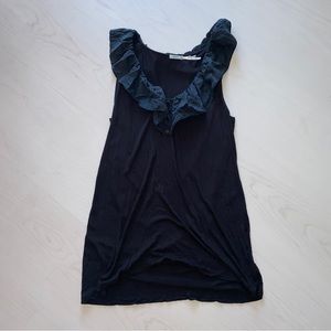 Kimchi Blue black top with silk ruffles UO